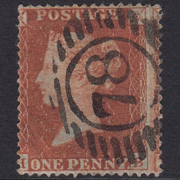 GB QV 1854 1d Red-Brown Plate 190 SG17-C1(1) HB GU London D&S 78 Misperf