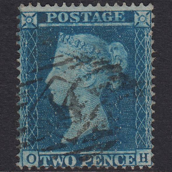 GB QV 1854 2d Blue Plate 5 SG20A-F4 OH FU London IS 14 Well Centred