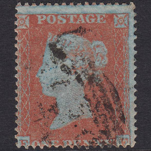 GB QV 1854 1d Red-Brown Plate 186 SG17-C1(1) Framed Reverse EF FU