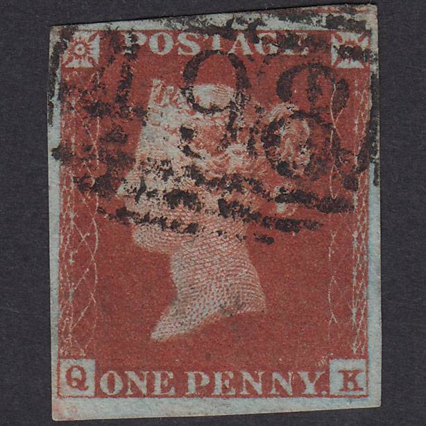 GB QV 1841 1d Deep Red-Brown Plate 51 SG10-B1(4) QK FU 4M Manchester 498