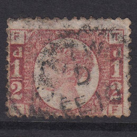 GB QV 1870 1/2d Rose-Red Plate 14 SG48-G4 TF GU