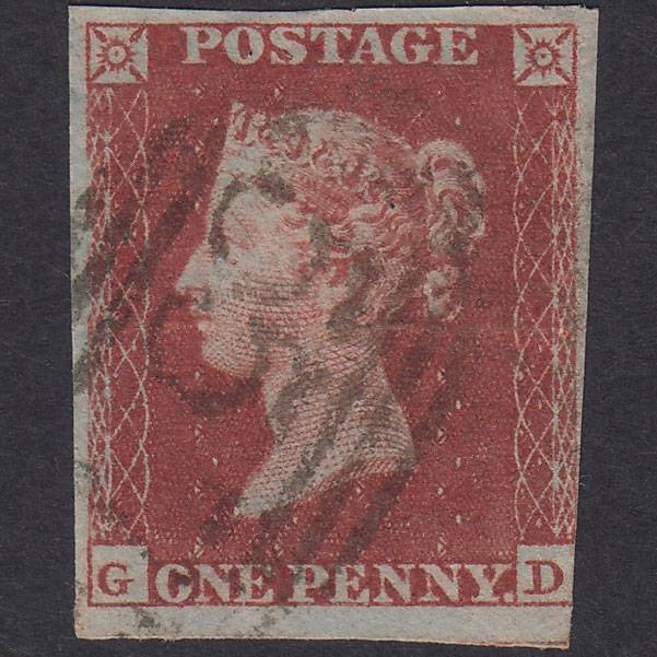 GB QV 1841 1d Red-Brown Plate 158 SG8-B2(1) GD GU 3 Margins Newmarket 557