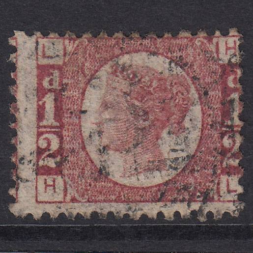 GB QV 1870 1/2d Rose-Red Plate 15 SG48-G4 HL FU Misperf
