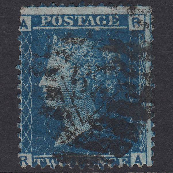 GB QV 1858 2d Blue Plate 9 SG45-G2 RA GU London IS Cancel