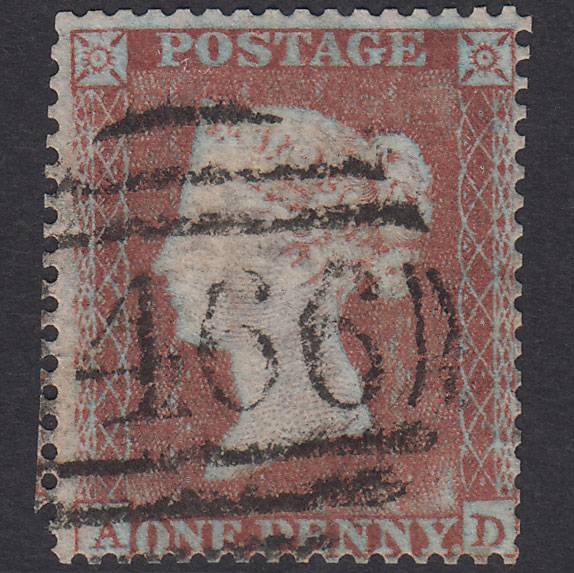 GB QV 1854 1d Plate 157 SG17-C1(1) Ivory Head AD GU Very Worn Impression