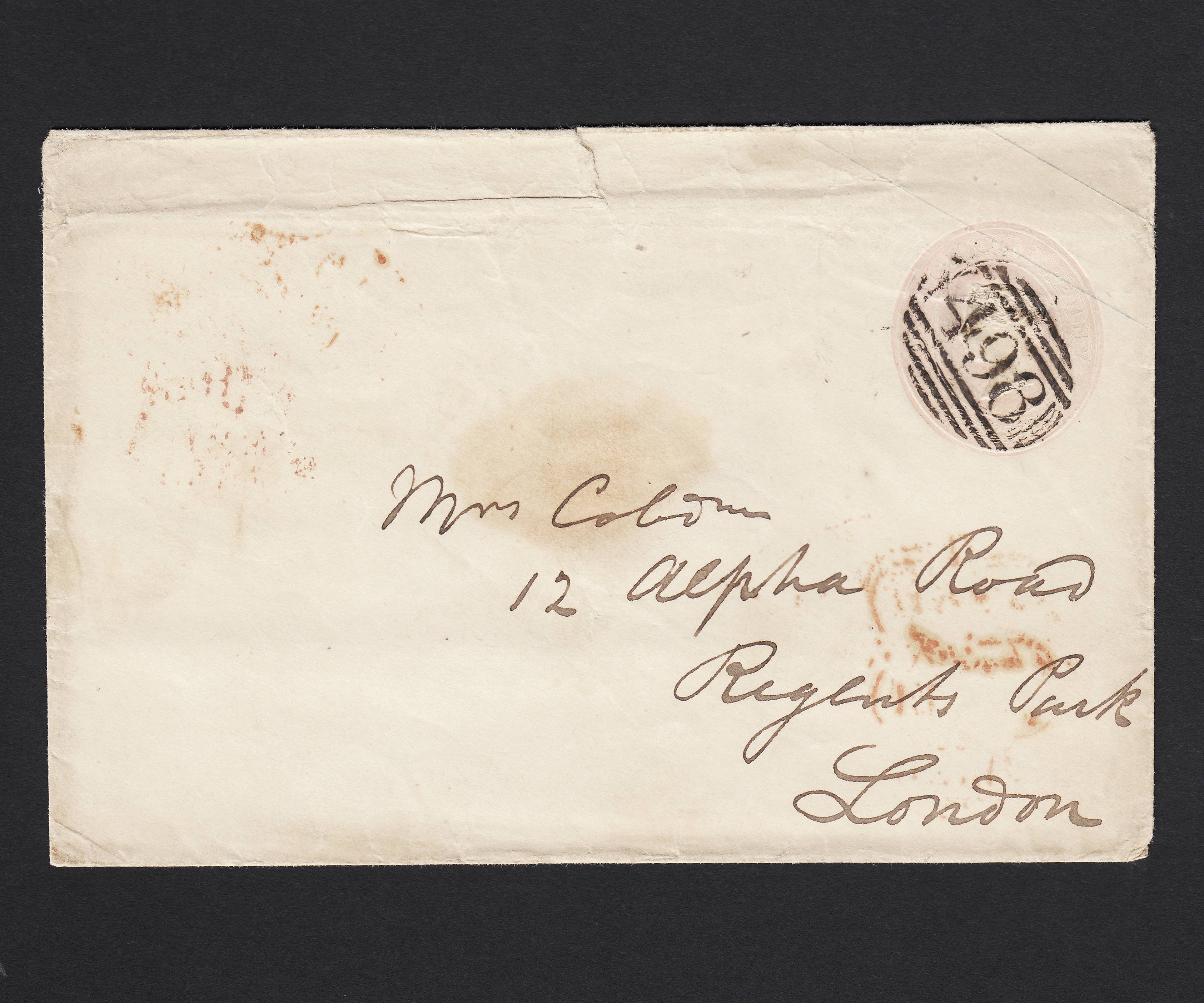 QV 1844 1d Pink Postal Stationery Early May Date 16th London to Manchester