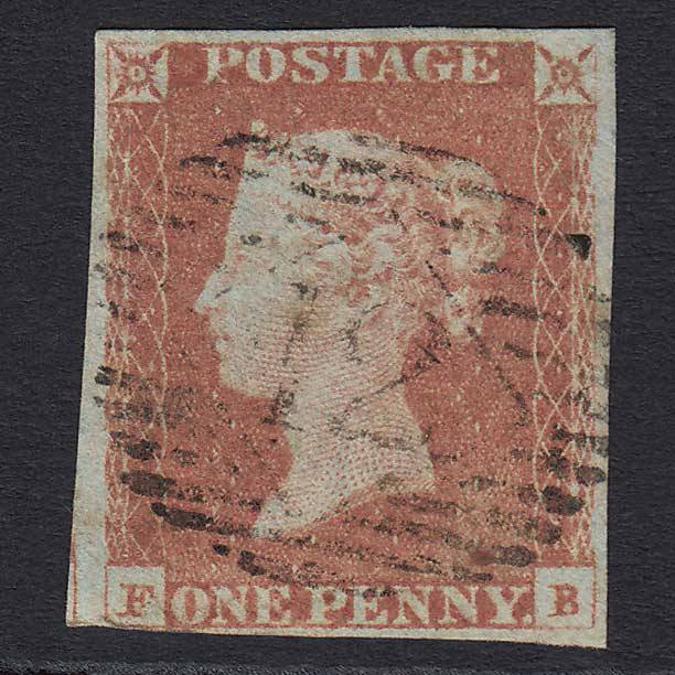 GB QV 1841 1d Red-brown Pl 80 (SG8) 'FB' GU nr 4 Margins London IS 12