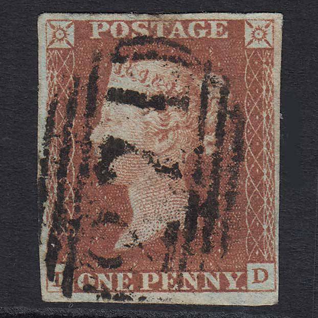 GB QV 1841 1d Red-brown (SG8) GU Eastbourne (271) 4 Margins