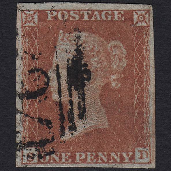 GB QV 1841 1d Red-brown (Plate 127) SG8-B2(1) SD FU 4 Margins