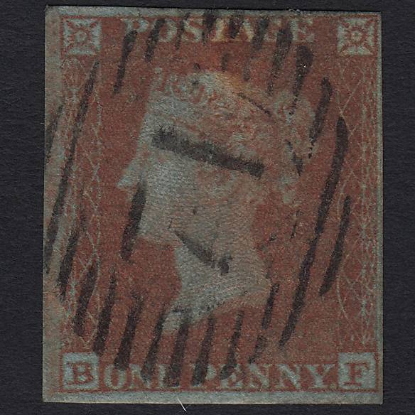 GB QV 1841 1d (Plate 132) SG8-B2(1) BF GU London No.71 (71d4a) 4M Imperf