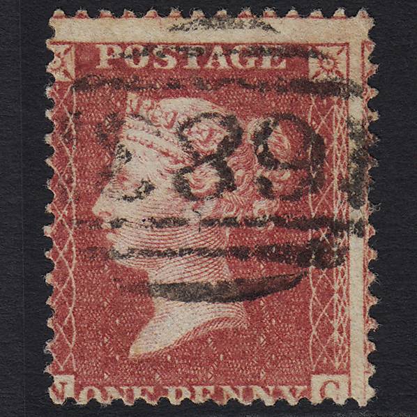 GB QV 1857 1d Rose-red (Plate 45) SG40-C10(1) NC GU Salisbury 683