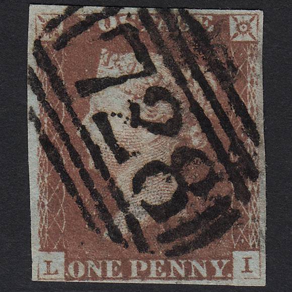 GB QV 1841 1d Red-brown (Plate 68) SG8-B1(1) LI FU Spilsby 728 4 Margins