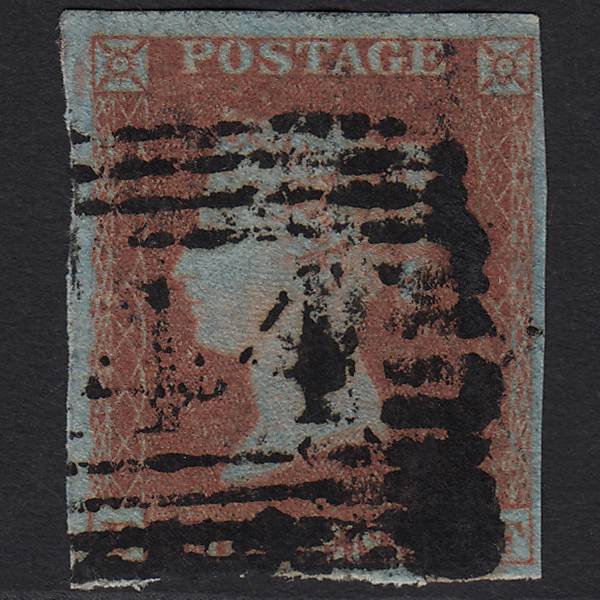 GB QV 1841 1d Very Blued SG8a-B1(2) GU in Scotland 4 Margins