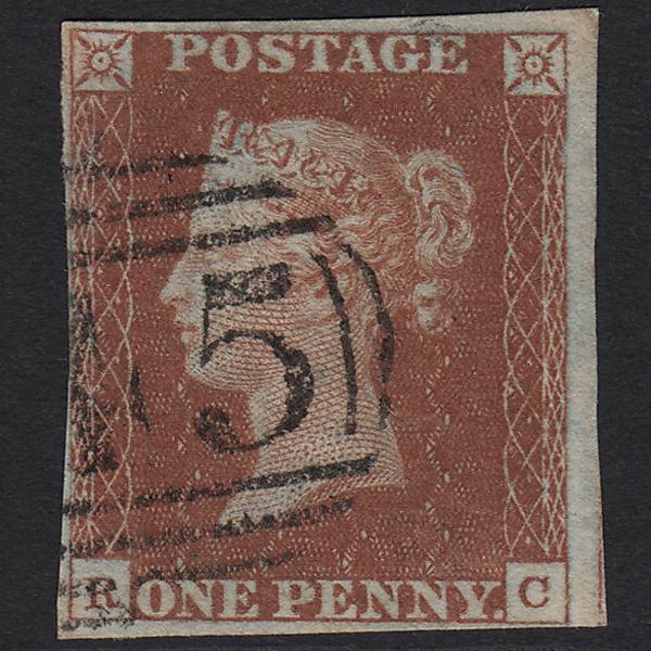 GB QV 1841 1d Red-brown (Plate 46) SG8-B1(1) RC FU nr 4 Margins