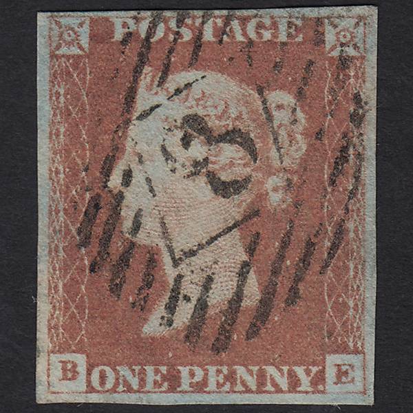 GB QV 1841 1d Red-brown (Plate 74) SG8-B1(1) BE FU London IS 8 4 Margins