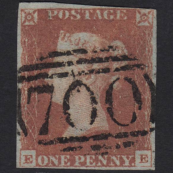 GB QV 1841 1d Red-brown Pl 71 SG8-B1(1) EE FU Sheffield 700 nr 4 Margins