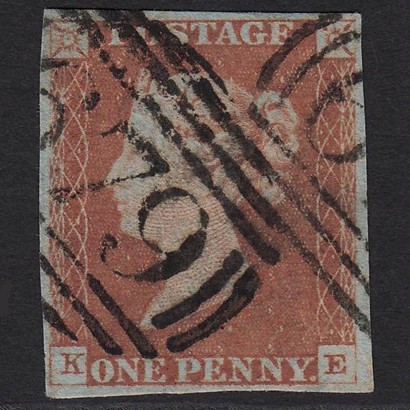 GB QV 1841 1d Red-brown Pl 77 SG8-B1(1) KE FU ST Helens 679 4M Imperf