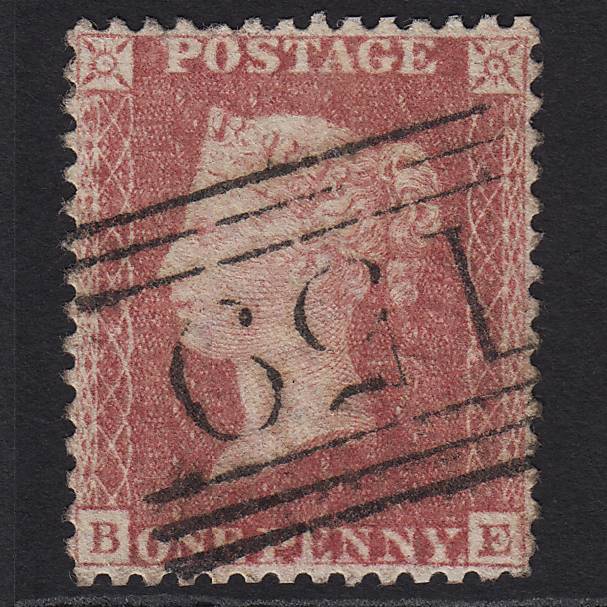 GB QV 1857 1d Rose-red (Plate 55) SG40-C10(1) BE GU Glasgow 159
