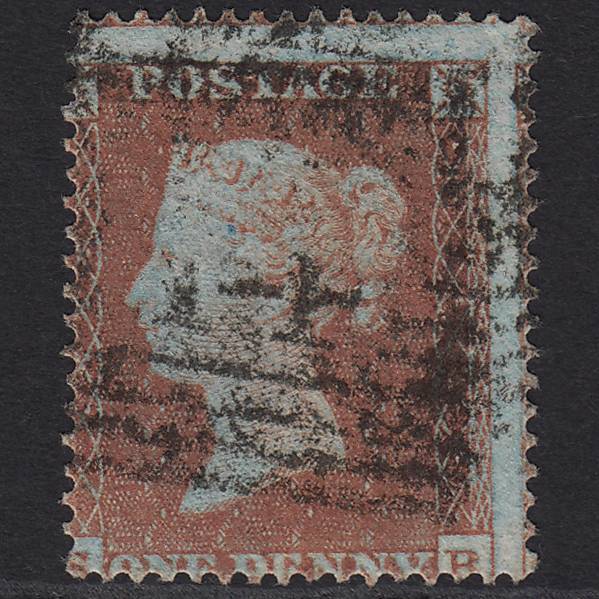 GB QV 1854 1d Red-brown (Plate 181) SG17-C1(1) SB GU Dundee 114 Large Misperf
