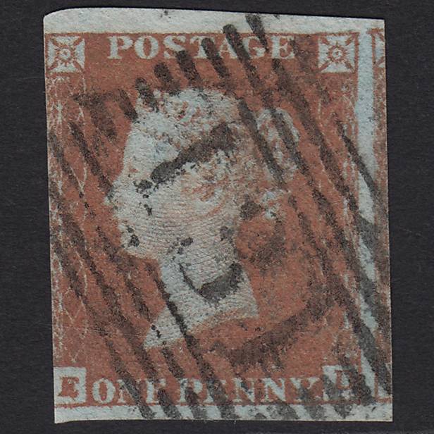 GB QV 1841 1d Red-brown Pl 92 SG8-B1(1) ED GU 3 Margins Edinburgh 131