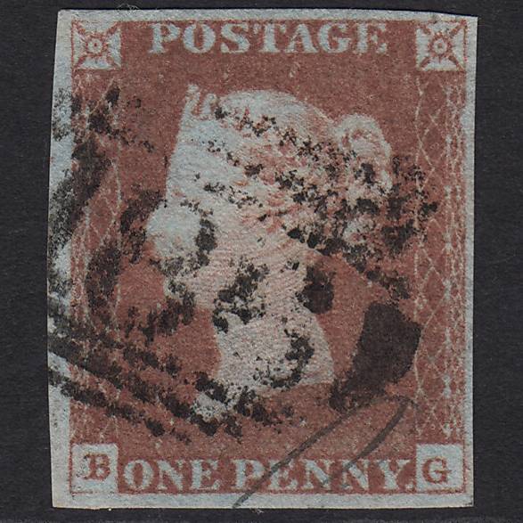 GB QV 1841 1d Red-brown Pl 69 SG8-B1(1) BG GU 4 Margins Chesterfield 186