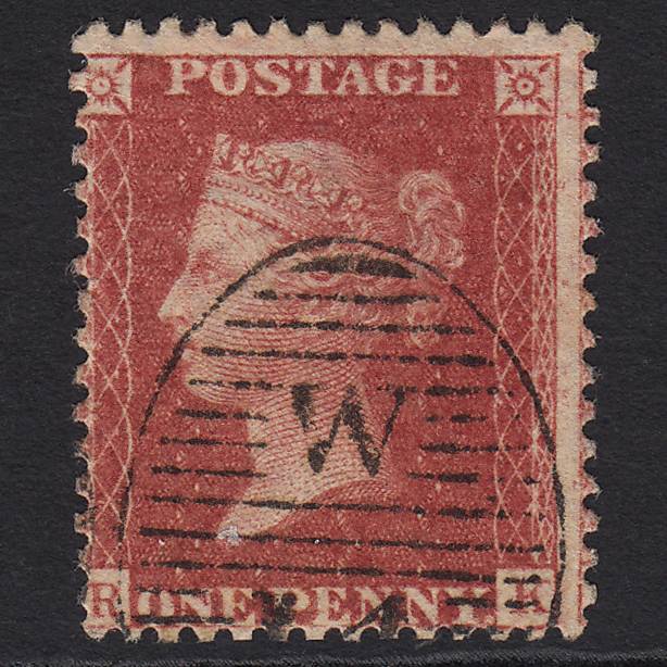 GB QV 1857 1d Rose-red Pl 41 SG40-C10(1) RK FU London D&S W14 Misperf