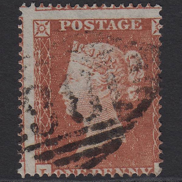 GB QV 1854 1d Red-brown SG17-C1(1) FU Dublin 186 Large Misperf