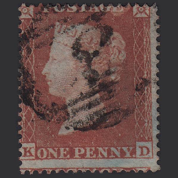 GB QV 1854 1d Red-brown (Plate 172) SG17-C1(1) KD GU Abingdon 3 Misperf