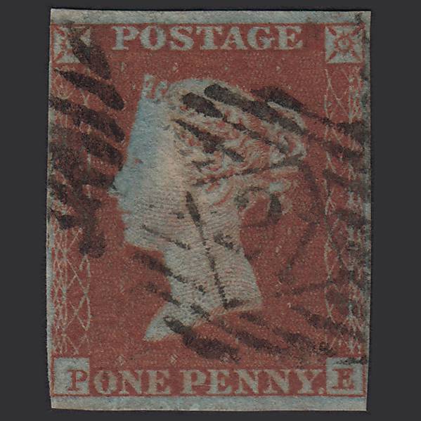 GB QV 1841 1d Red-brown Pl 119 SG8-B1(1) PE FU 4M Imperf London IS 21