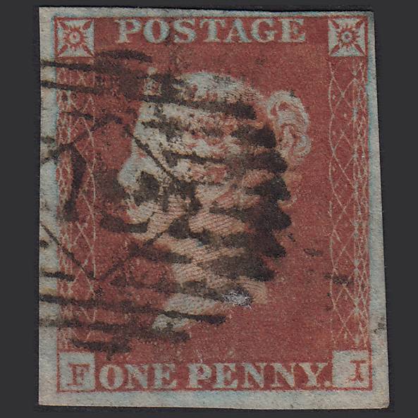 GB QV 1841 1d Red-brown Pl 105 SG8-B1(1) FI GU 4M Imperf London IS 12
