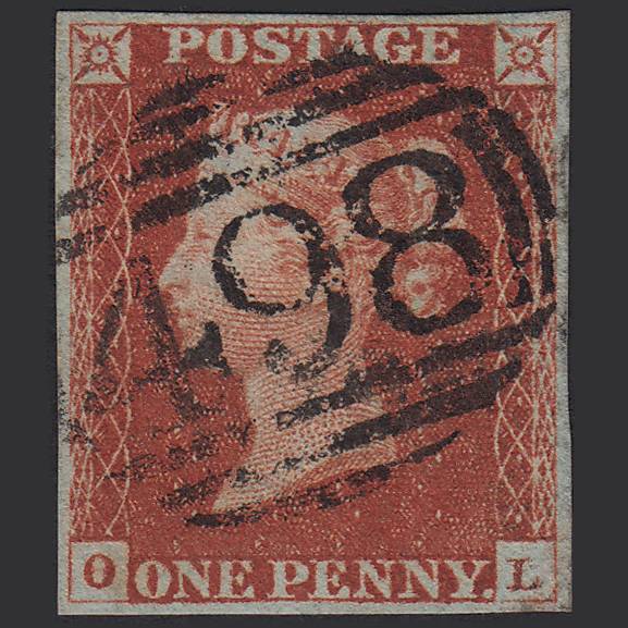 GB QV 1841 1d Red-brown Pl 65 SG8-B1(1) OL FU 4M Imperf Manchester 498