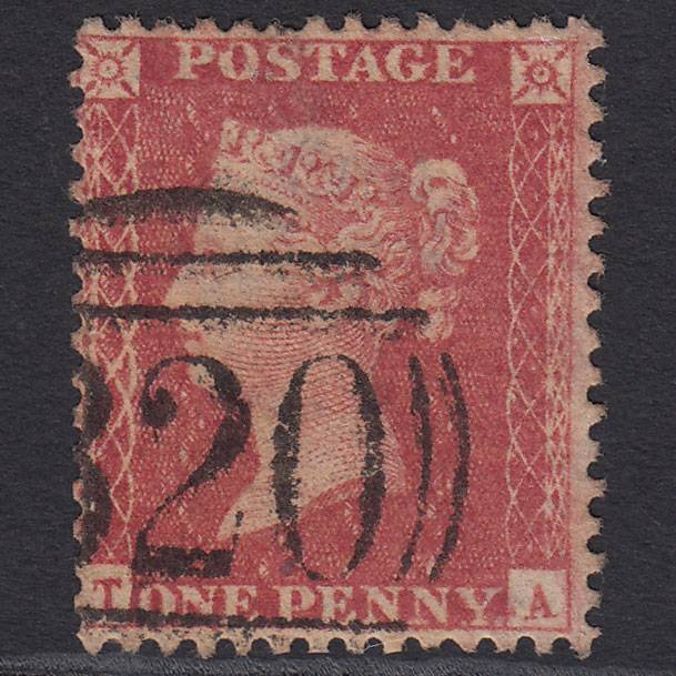 GB QV 1857 1d Rose-red (Plate 55) SG40-C10(1) Constant Variety TA GU