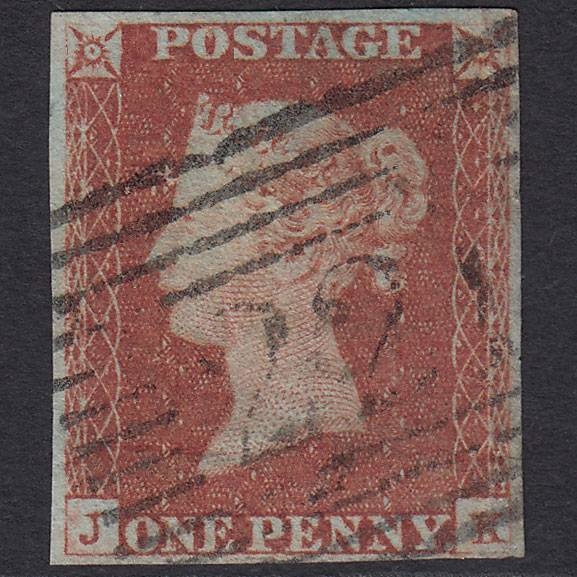 GB QV 1841 1d Red-brown (Plate 85) SG8-B1(1) JK GU 4 Margins Leith 221