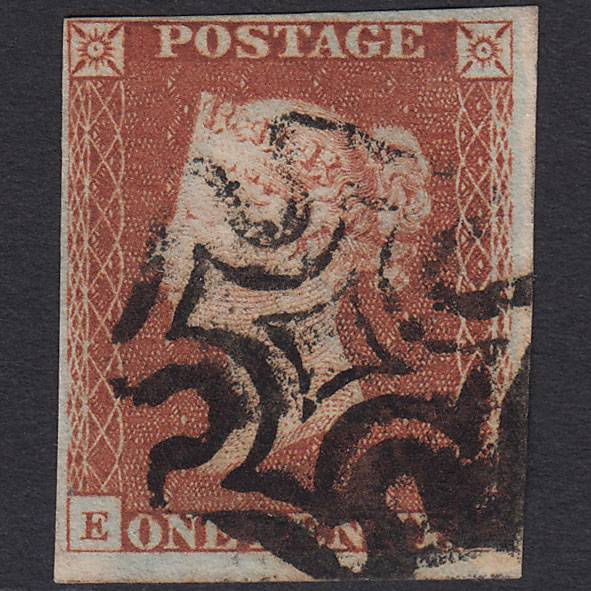 GB QV 1841 1d Red-brown Pl 19 SG8-B1(1) Ivory Head EL FU 4 Margins MX