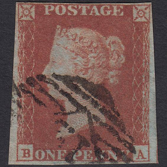 GB QV 1841 1d Red-brown (Plate 126) SG8-B2(1) BA FU 4M London IS Cancel
