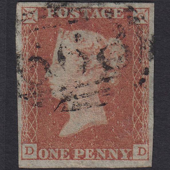 GB QV 1841 1d Red-brown (Plate 97) SG8-B1(1) DD GU 4 Margins Romford 668