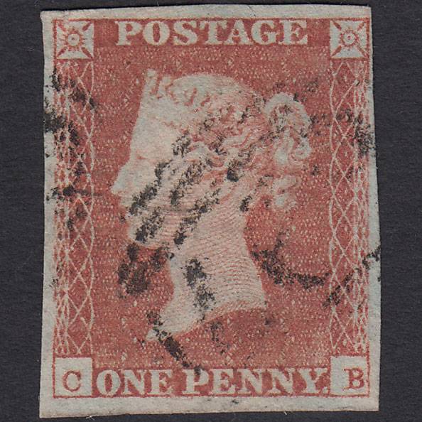GB QV 1841 1d Red-brown (Plate 92) SG8-B1(1) CB GU 4 Margins