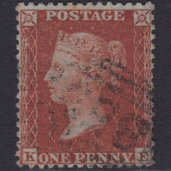 GB QV 1855 1d Red-brown (Plate 1) SG24-C3(1) KE GU