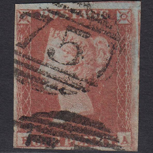GB QV 1841 1d Red-brown Pl 86 SG8-B1(1) EA FU 4 Margins Birmingham 75