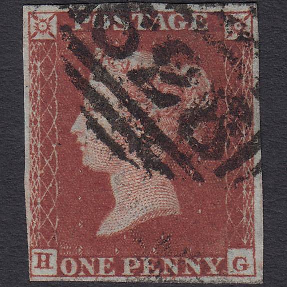 GB QV 1841 1d Deep Red-brown (Plate 161) SG10-B2(1) HG FU 4M Preston 628