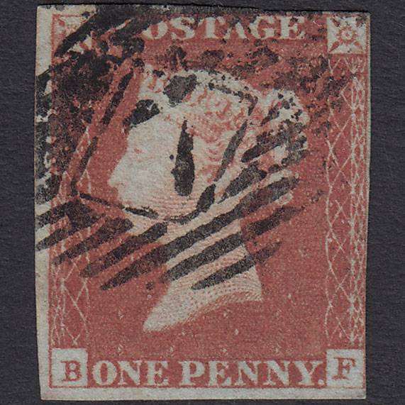 GB QV 1841 1d Red-brown Pl 76 SG8-B1(1) BF GU nr 4 Margins London IS 7