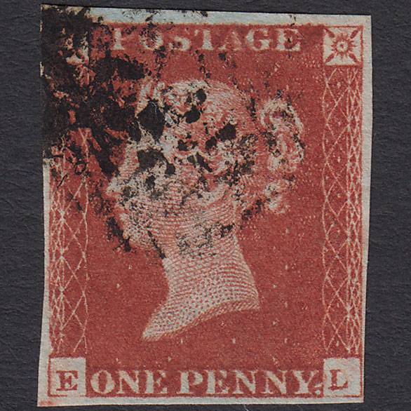 GB QV 1841 1d Deep Red-brown (Plate 60) SG10-B1(4) EL FU 4 Margins