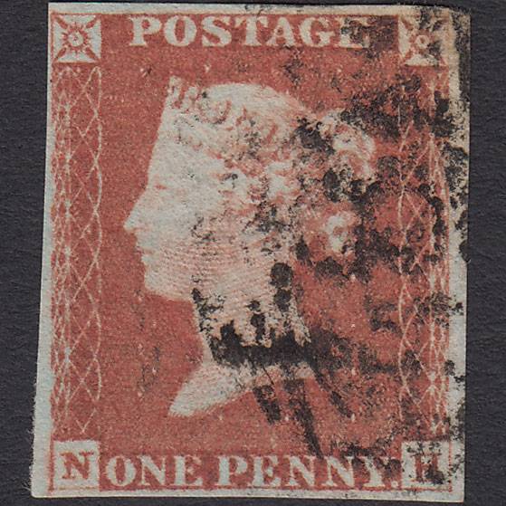 GB QV 1841 1d Red-brown (Plate 72) SG8-B1(1) NH FU 4 Margins
