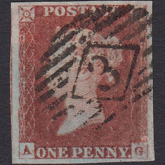 GB QV 1841 1d Pl 84 SG8-B1(1) AG FU Missing Imprimatur 4 Good Margins