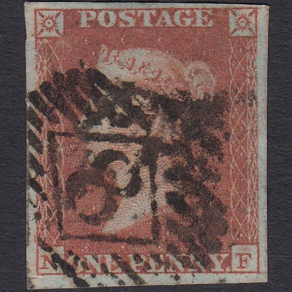 GB QV 1841 1d Red-brown (Plate 100) SG8-B1(1) NF FU 4 Margins London IS 8