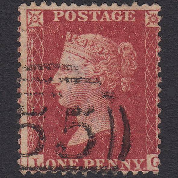 GB QV 1857 1d Deep Rose-red Pl 48 SG41-C10(4) LG FU Bawtry 55 Misperf