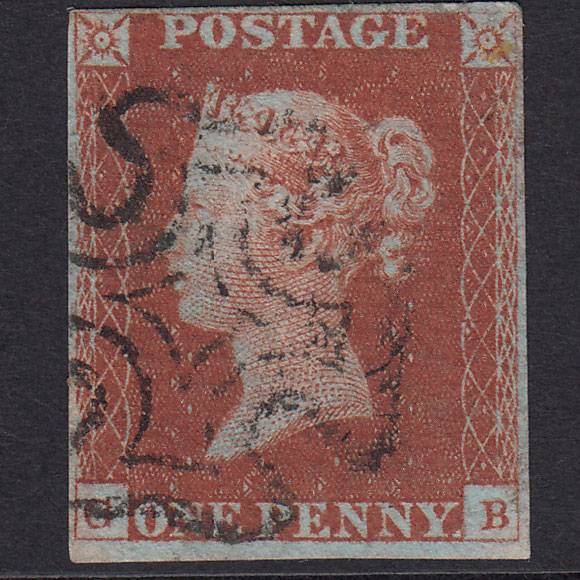 GB QV 1841 1d Red-Brown Plate 38 SG8-B1(1) GB GU 4 Margins Maltese Cross