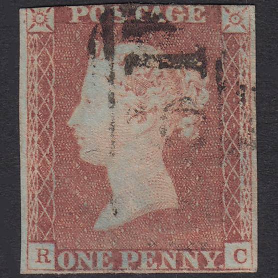 GB QV 1841 1d Pale Red-Brown Plate 76 SG9-B1(3) RC GU 3M Light Cancel
