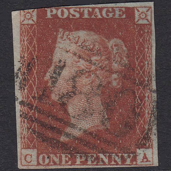 GB QV 1841 1d Red-Brown Plate 51 SG8-B1(1) CA GU 3 Margins Chester 180