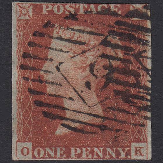 GB QV 1841 1d Red-Brown Plate 66 SG8-B1(1) OK GU Light Cancel